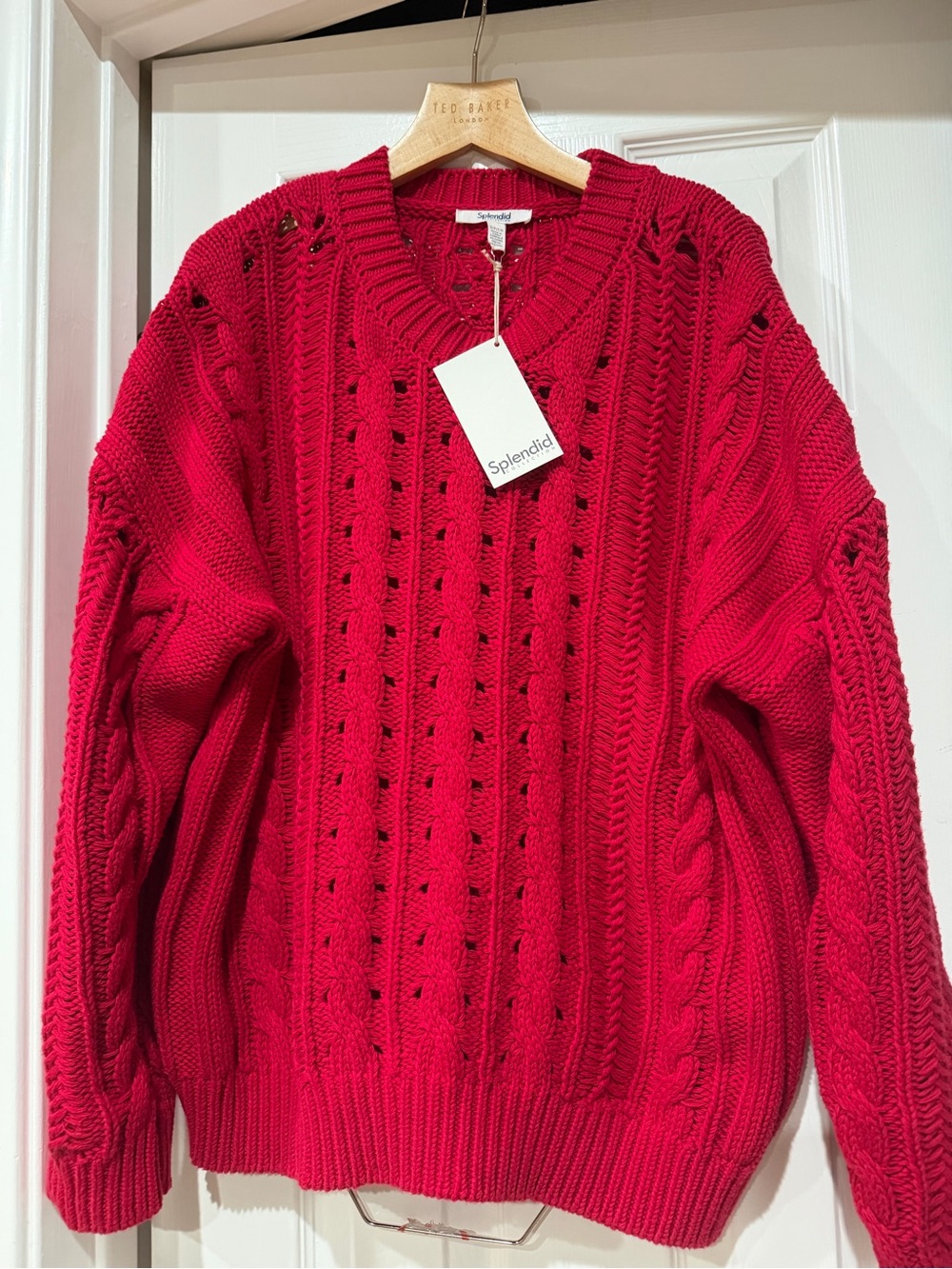 Splendid Cable Knit 100% Cotton Oversized Pullover Sweater SzS